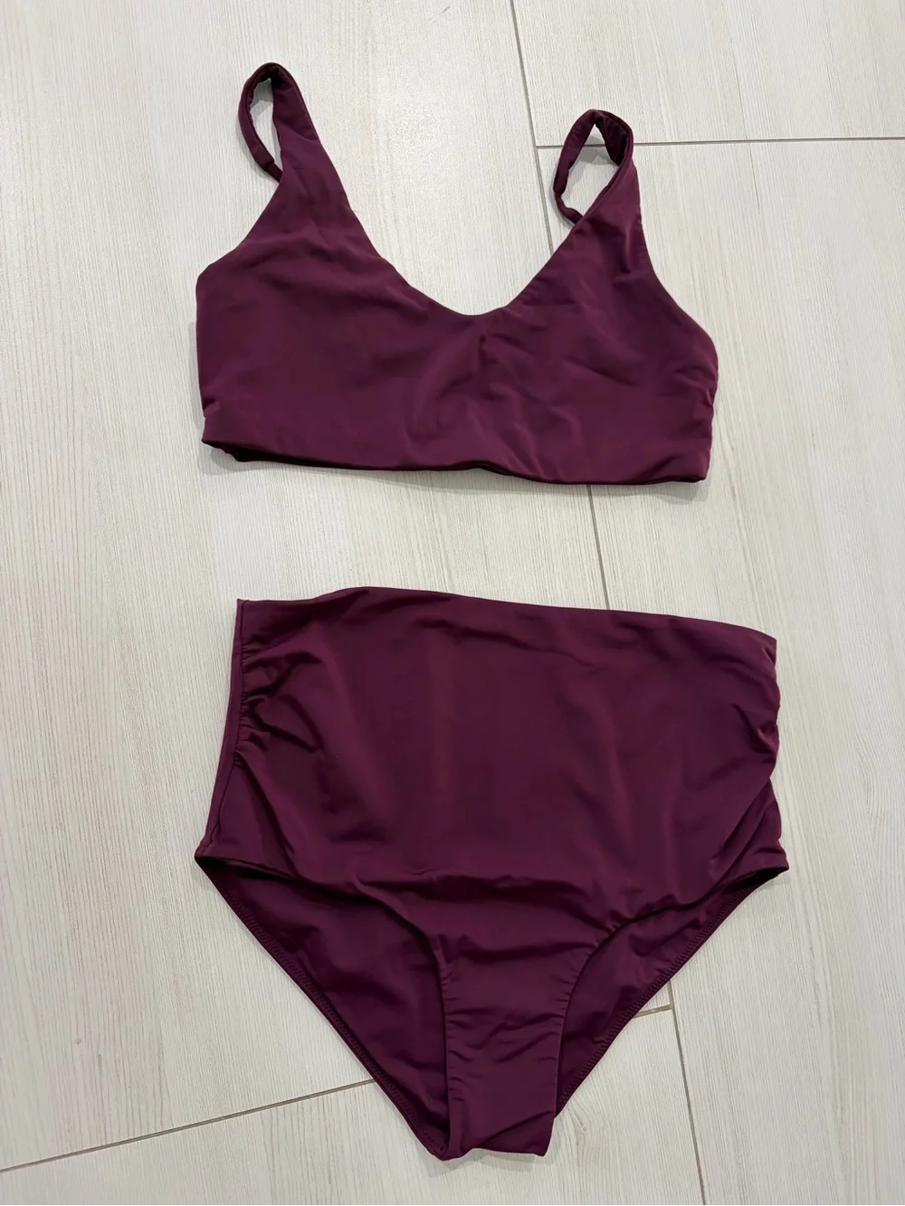 HATCH Maternity Deep Plum Scoop Two-Piece Bikini S